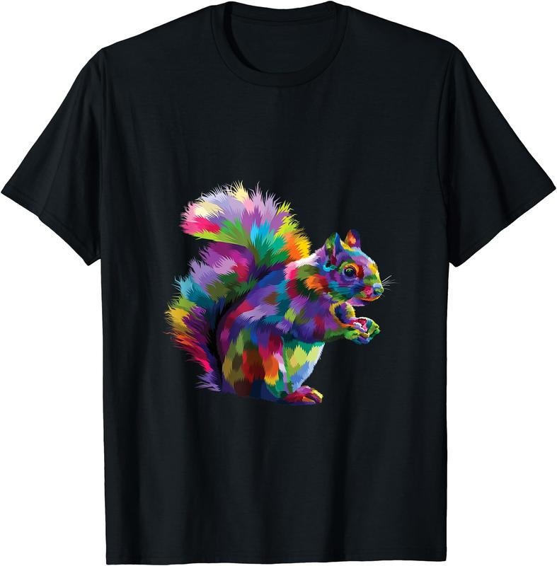 Cute Rainbow Squirrel Vibrant Forest Squirrel Tribute Cotton Short Sleeve Size S 5XL T-Shirts, Hoodie, Sweatshirt