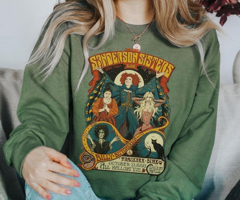 Cute Retro Alternative Boho Halloween Sweatshirt, Grunge Spooky Unisex Sweater,Vintage Horror Movie Graphic Shirt,Vintage...