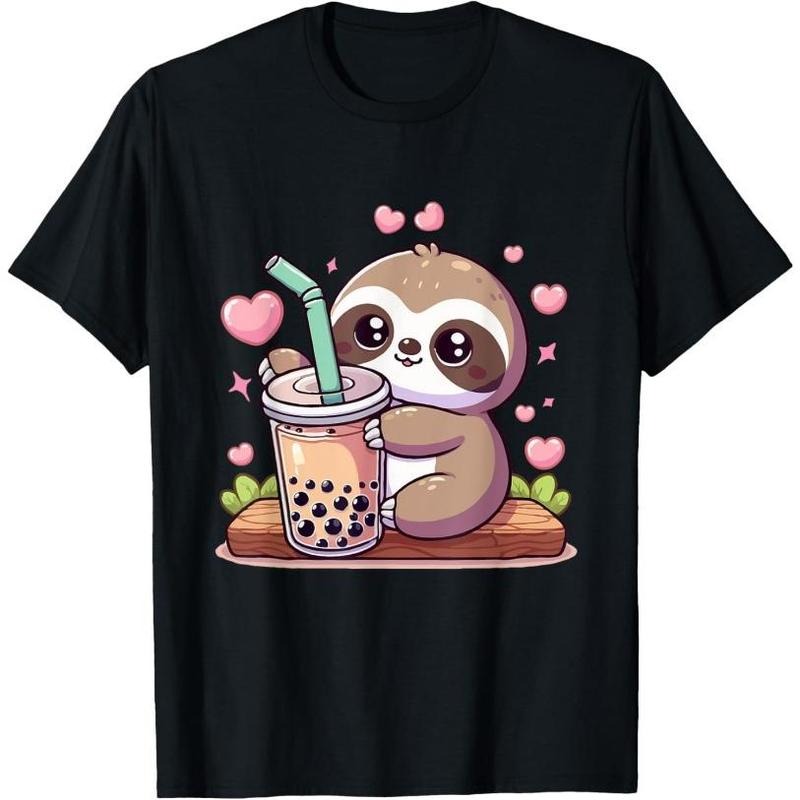 Cute Sloth Boba Bubble Milk Tea Kawaii men Sloth T-Shirt Made in USA Hoodie, Sweatshirt | GrindPrints.com