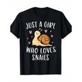Cute Snail T-Shirt Girl Love Snail Girl T-Shirt - Preferred High Quality Cotton, Illustration Printed T-Shirt, DIY...