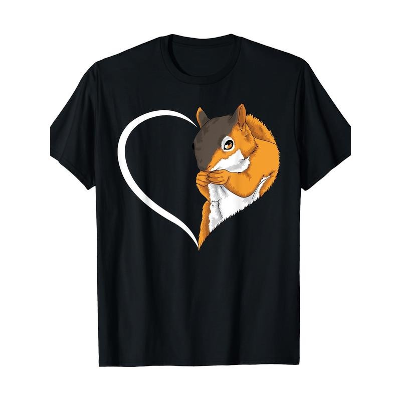 Cute Squirrel Graphic T-Shirt 100% Cotton | Regular Fit Crew Neck Short Sleeve Tee | Slight Stretch, Digital Heat...