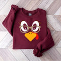 Cute Turkey Fall Thanksgiving Sweatshirt, Thanksgiving Family Matching Shirt, Turkey Face Shirt, Funny Thanksgiving...