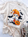Cutie Bootootie Halloween Ghost Pumpkin Coffee Short Sleeve Graphic Tee Unisex with sleeve print T-Shirt Womenswear...
