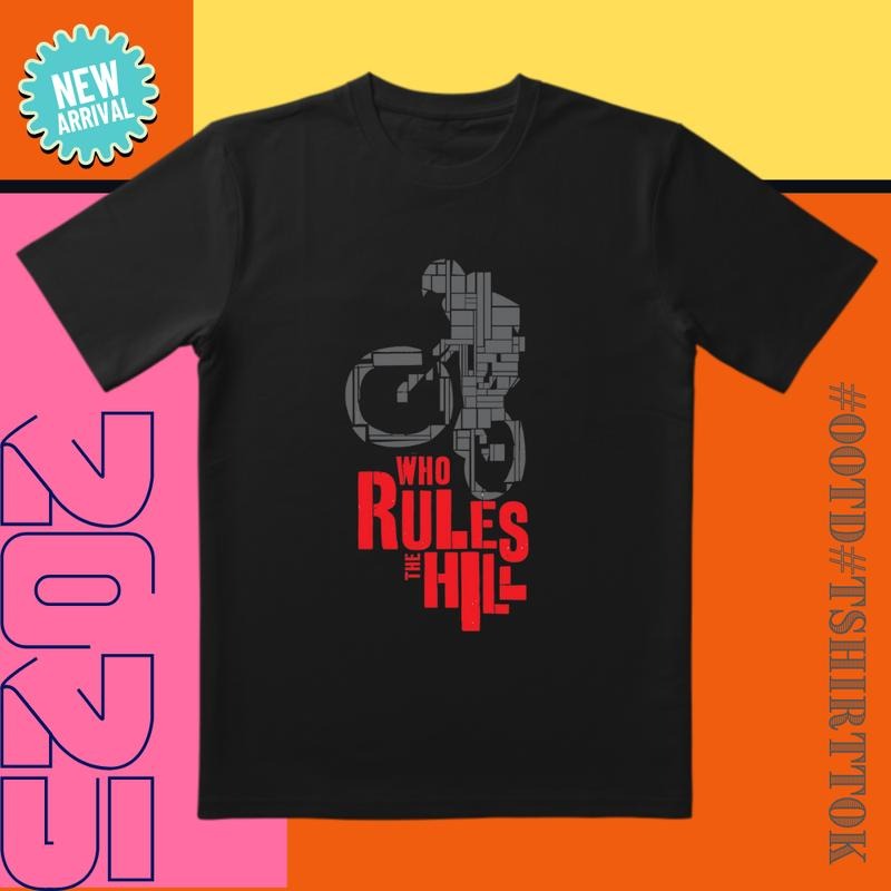Cycling Black-Gray Battle Tee |   'Who Rules the Hill' Motivational |   Outdoor Fitness Essential Hoodie, Sweatshirt
