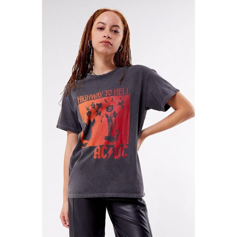 Daisy Street Women's AC/DC Gradient Washed T-Shirt Hoodie, Sweatshirt | GrindPrints.com