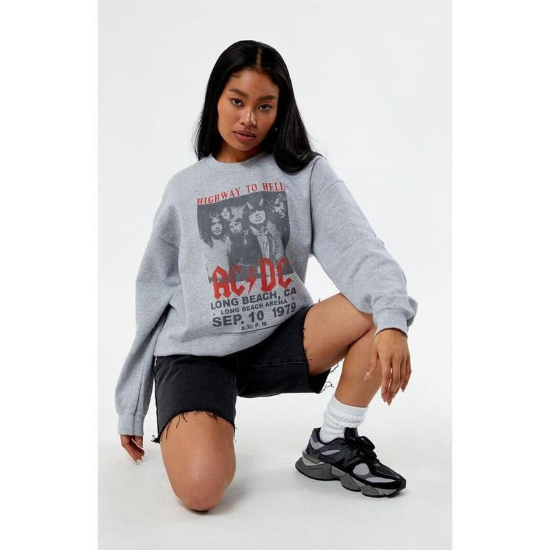 Junk Food Women's AC/DC Highway Tour Crew Neck Sweatshirt T-Shirts, Hoodie | GrindPrints.com