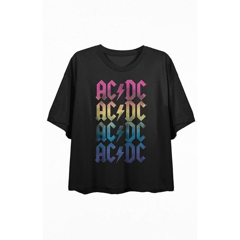 PacSun Women's AC/DC Logo Cropped T-Shirt Hoodie, Sweatshirt | GrindPrints.com