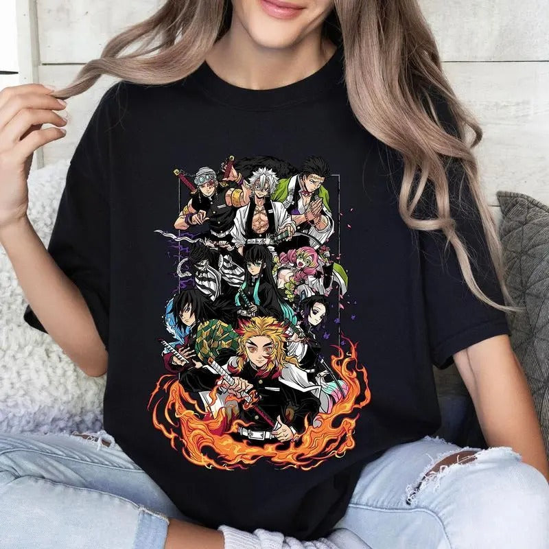 DM Hashira Anime Character Round Neck T-shirt Hoodie, fashion t-shirt, men and women streetwear t-shirt, perfect gift...