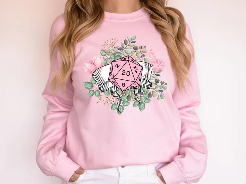DND Floral Sweatshirt, Dnd hoodie, Floral D20 Sweatshirt, Druid Sweatshirt, Dnd Gift For Her, Dungeons & Dragons Shirt, ...