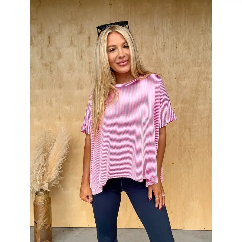 DOORBUSTER - Learning My Worth Hot Pink Striped Top T-Shirts, Hoodie, Sweatshirt | GrindPrints.com