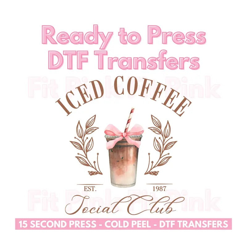 DTF Transfer Only - Iced Coffee Social Club Shirt Transfer 10"w x 10"h Hoodie, Sweatshirt | GrindPrints.com