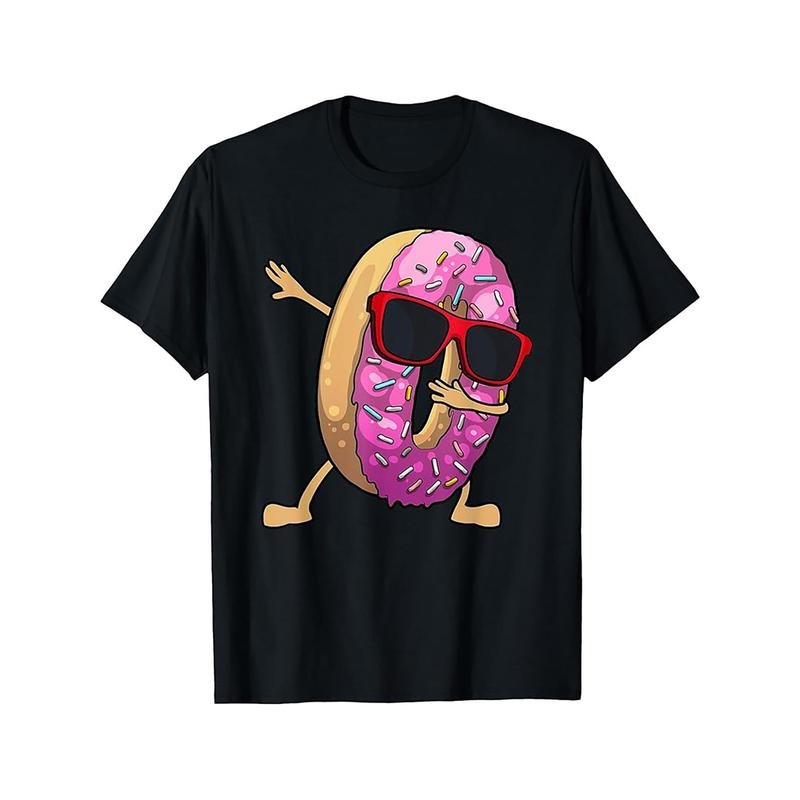 Dabbing Donut Graphic Tee for Men & Women - Soft Cotton, Casual Round Neck T-Shirt with Unique Doughnut Print made in usa...