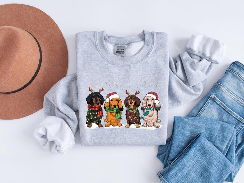 Dachshund Christmas Sweatshirt, Dachshund Christmas Shirt, Dog Lover Gift, Dachshund New Year Shirt, Christmas Crewneck,...