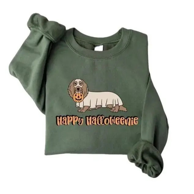Dachshund Ghost Sweatshirt, Halloween Dog Sweater, Spooky Season Crewneck, Dog Lover Gift Fall T-Shirt Hoodie