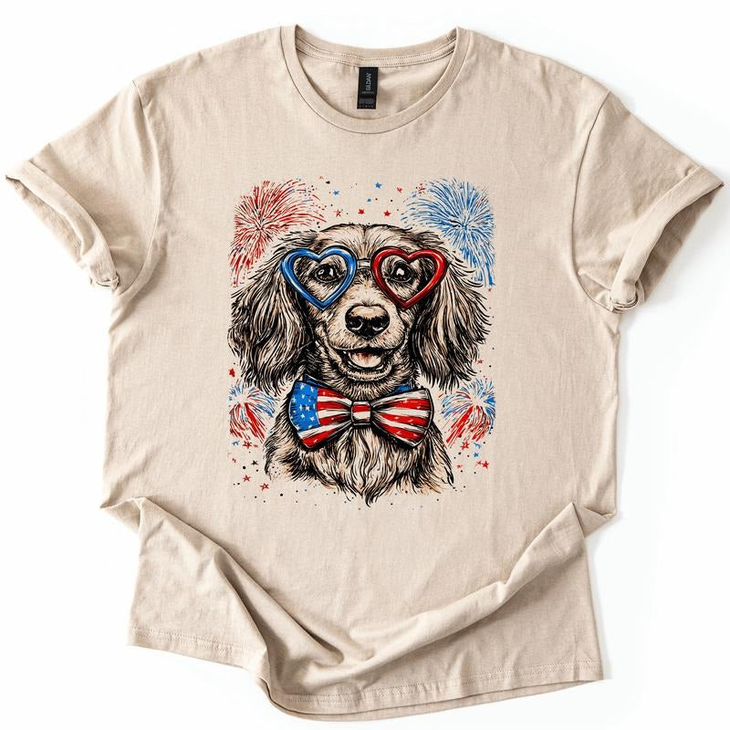 Dachshund Patriotic Dog, USA, America, Pet Lover, 4th of July, Soft Style T-Shirt, Soft Style Tee, Women's Graphic Tshirt...