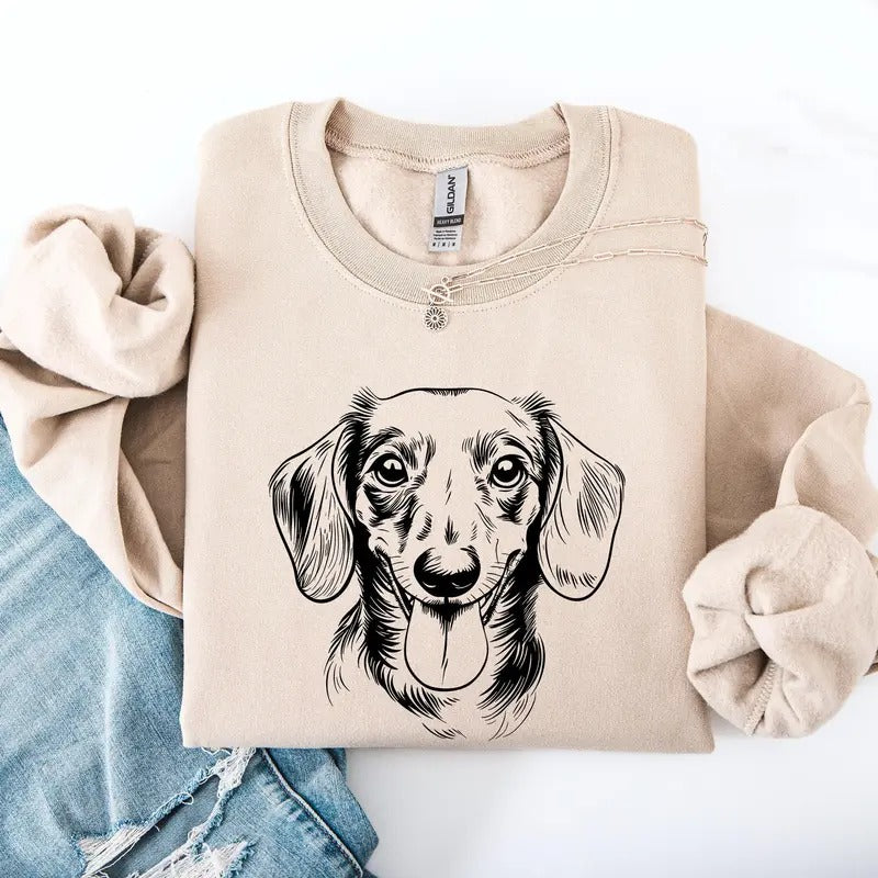 Dachshund, Pet, Dog Breed Sweatshirt, Crew Neck, Women's, Crewneck T-Shirts, Hoodie | GrindPrints.com