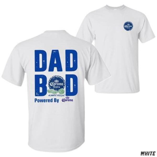 Dad Bod T-Shirt - Funny Corona Extra Beer Can Design Graphic Tee - Unisex Relaxed Fit - Ideal Father's Day Gift