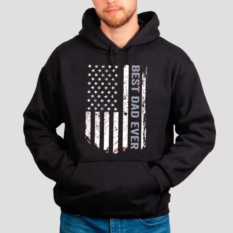 Dad Ever American Flag Sweatshirt, Fathers Day Gift From Daughter, Daddy Hoodie, Firefighter Flag Tee, Unisex Crewneck...