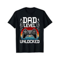Dad Level Unlocked Gaming T-Shirt, 100% Cotton, Casual Crew Neck, Slight Stretch, All-Season Knit Fabric, Regular Fit,...