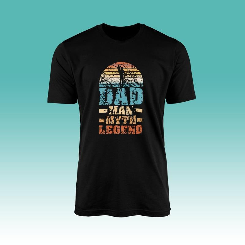 Dad Man Myth Legend T-shirt Tee Top - Sunset Retro Style - Happy Father's Day - Daddy Father - Men's Fashion - Gift For...