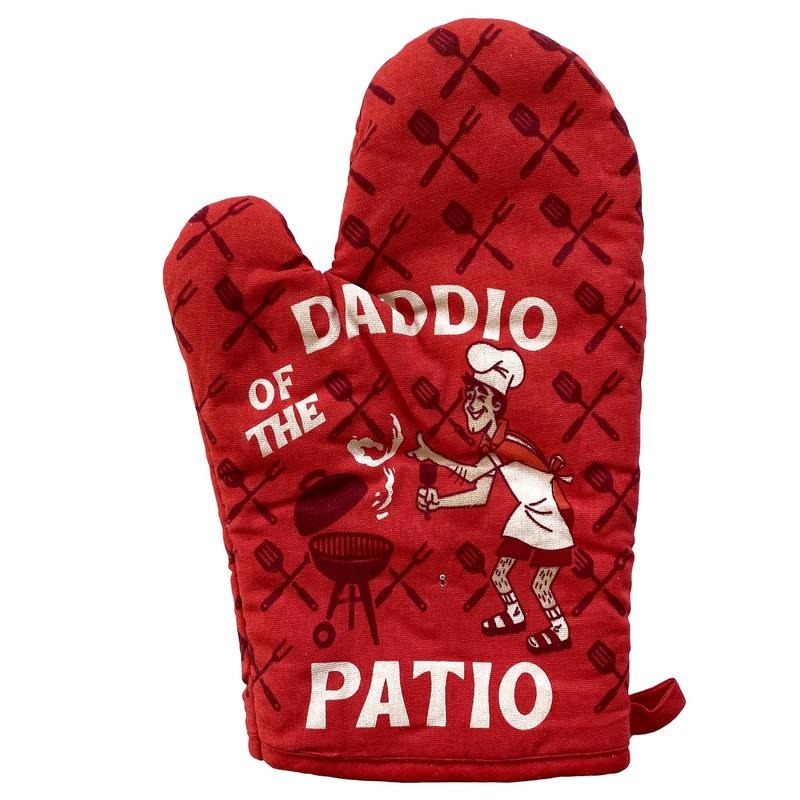 Daddio of the Patio Oven Mitt Funny Backyard BBQ Grilling Fathers Day Kitchen Glove Funny Graphic Kitchenwear Dad Joke ...