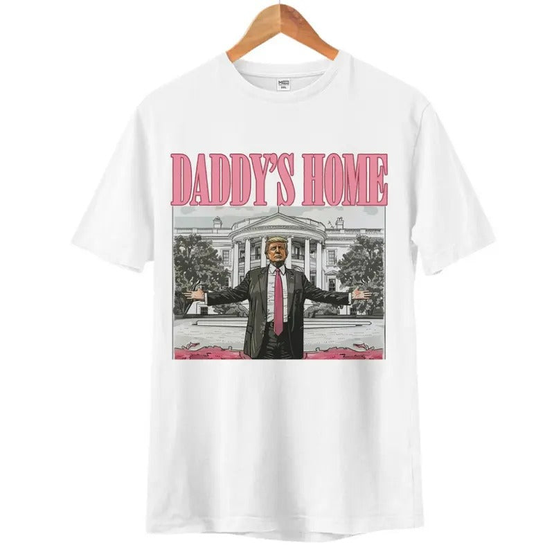 Daddy's Home T-Shirt, Retro Crewneck, For Xmas, Cotton, Womenswear Tops Tops Menswear Hoodie, Sweatshirt | GrindPrints.com
