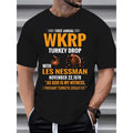 Daily Wear Men's Crew Neck T-shirt, Men's Turkey Print T-shirt, Casual Short Sleeves made in usastyle{n002}2 Hoodie,...