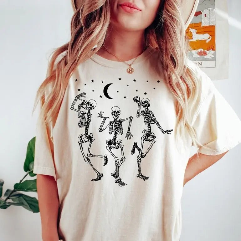Dancing Skeleton Shirt Halloween Shirt Skull Halloween Shirt Halloween Shirt Fall Skeleton Top Womenswear T-Shirts, Hoodie, Sweatshirt