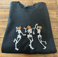 Dancing Skeletons Embroidered Crewneck Sweatshirt T-Shirts, Hoodie | GrindPrints.com
