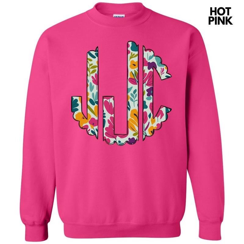 Dark Floral Monogram Sweatshirt 'NLB' T-Shirts, Hoodie | GrindPrints.com