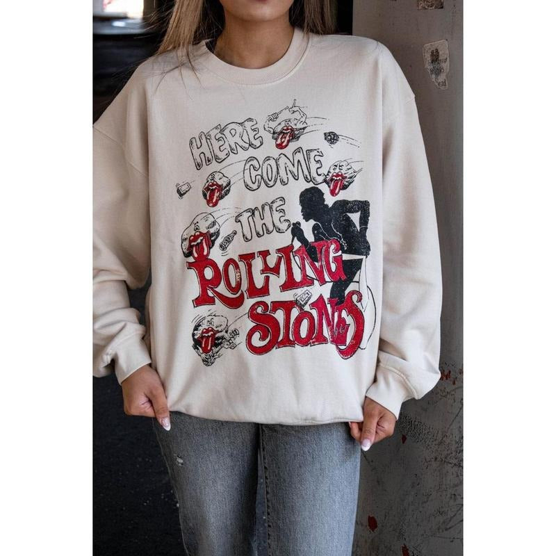 Daydreamer Here Comes the Stones Sweatshirt - M Dirty White T-Shirts, Hoodie | GrindPrints.com