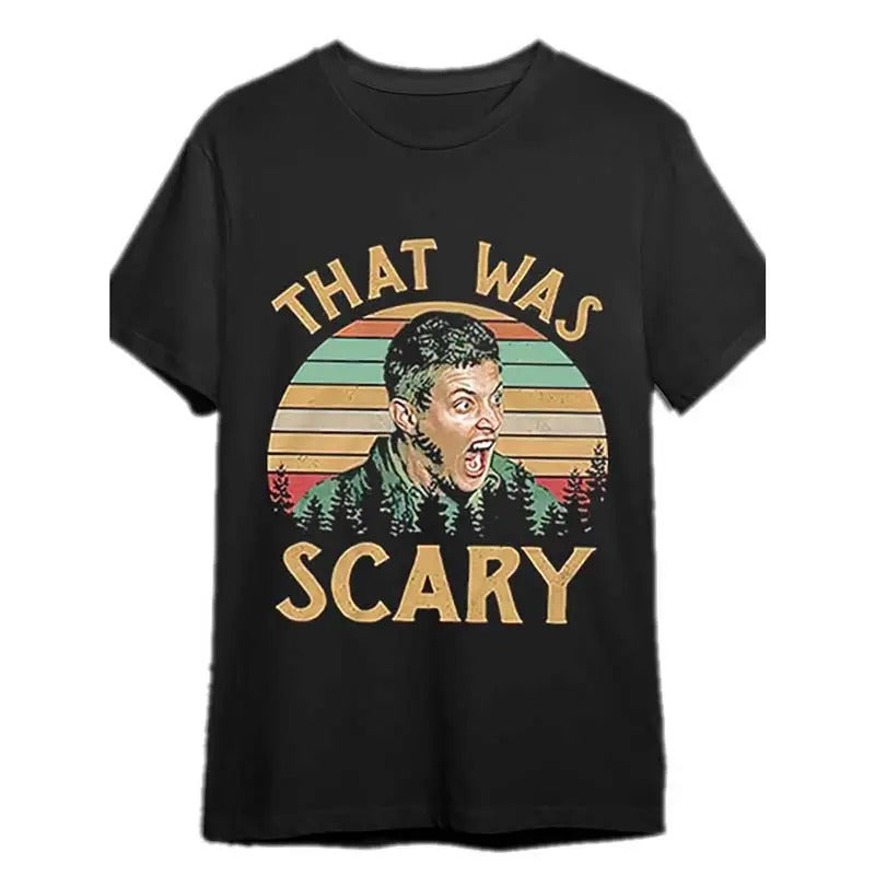 Dean Winchester Supernatural That's scary vintage Vintage T-shirt Fun men's short sleeve graphic T-shirt collection  made...