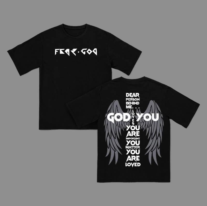 Dear Person Behind Me God Loves You Y2k Clothing Graphic Tees Oversized Top Streetwear Hoodie, Sweatshirt | GrindPrints.com