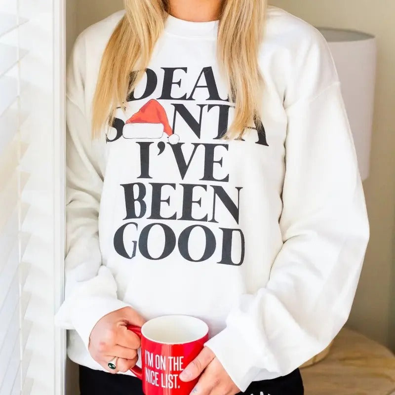 'Dear Santa' Sweatshirt, Christmas Cozy Cute Crewneck T-Shirts, Hoodie | GrindPrints.com