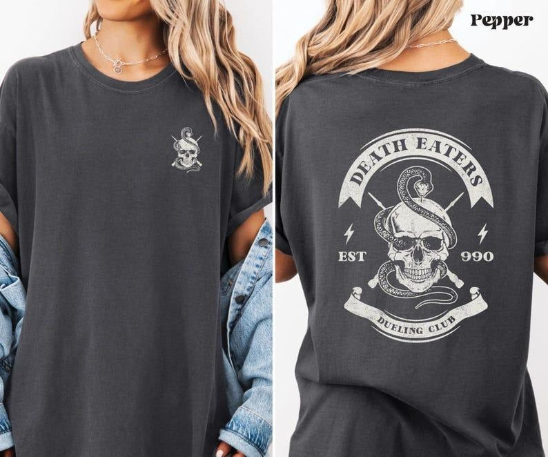 Death Eater TShirt 2 Sides, Bellatrix Inspired Tee, Voldemort Shirt, Universal Dark Arts, Theme Park Shirt, HP Books...