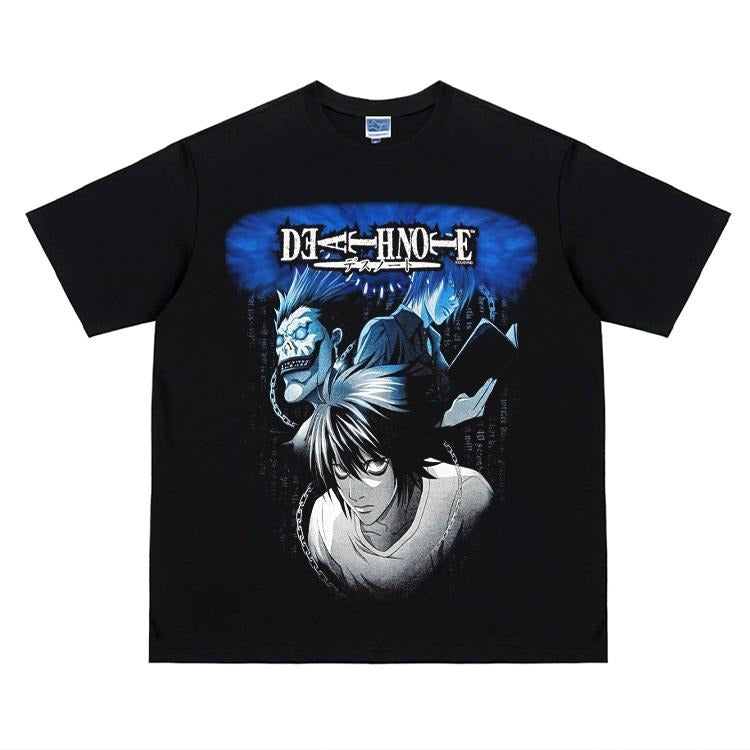 Death Note "Blue" Heavyweight Vintage Tee 100% Cotton OVERSIZED Anime T-shirt Menswear Top Crew Necks Tshirt Casual...