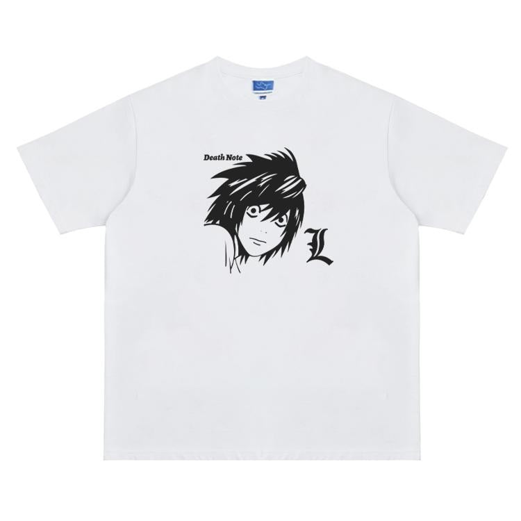 Death Note "L the Detective" Vintage Oversized Tee Anime T-shirt 100% Cotton Original Design Men's Top for Fans DTG...
