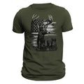 Deer Hunter American Hunting Flag Men's T-Shirt Casual Classic Hoodie, Sweatshirt | GrindPrints.com