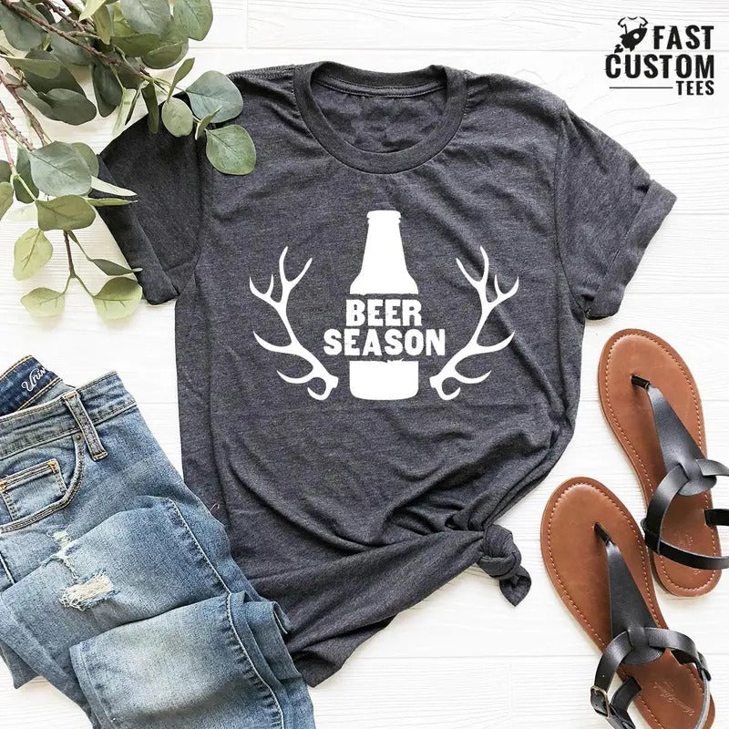 Deer Hunting Shirt Beer Season With Deer Antlers Shirt Beer Season Shirt Beer Shirt Funny Hunting And Drinking Shirt...