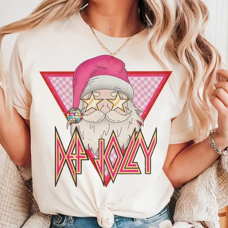 Def Jolly Santa Tee Christmas Def Jolly Rocker Sweatshirt Funny Santa Clause Rock and Roll Tshirt Def Jolly Rocker Santa...