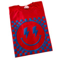 Denim Puff Checkered Happy Face Comfort Colors T-Shirt Hoodie, Sweatshirt | GrindPrints.com