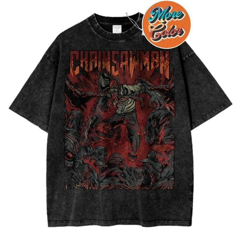 Denji Chainsaw Man Anime Vintage Shirts, Cotton Unisex T-shirt, Crew Neck, Size S- 3XL, Menswear Top, Womenswear Top...