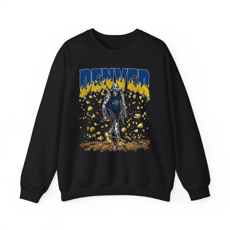 Denver Basketball Sweatshirt Featuring Vintage Skeleton Graphic Design for Fans T-Shirts, Hoodie | GrindPrints.com