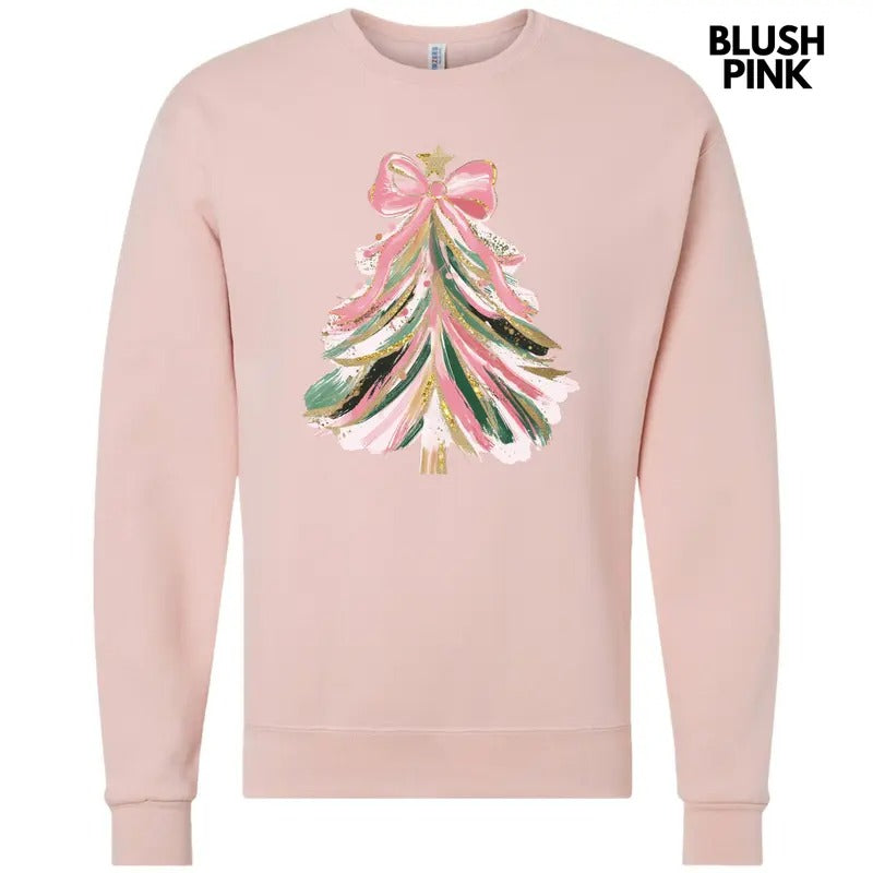 Designer Pink Christmas Tree Sweatshirt 'NLB' T-Shirts, Hoodie | GrindPrints.com