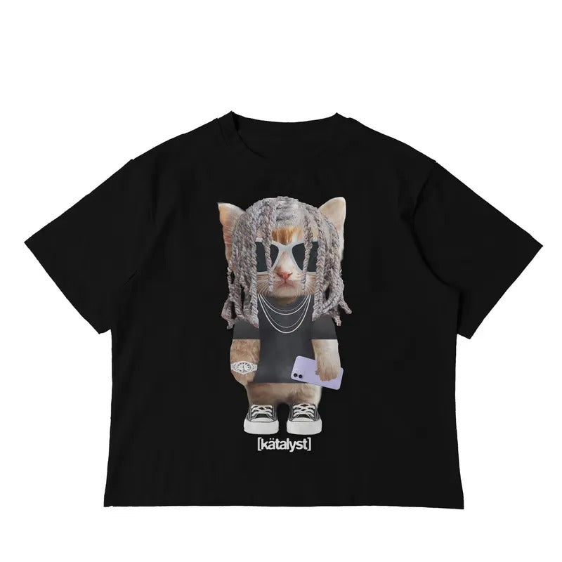 Destroy Lonely Kitty Tee Boxy Crop Hoodie, Sweatshirt | GrindPrints.com