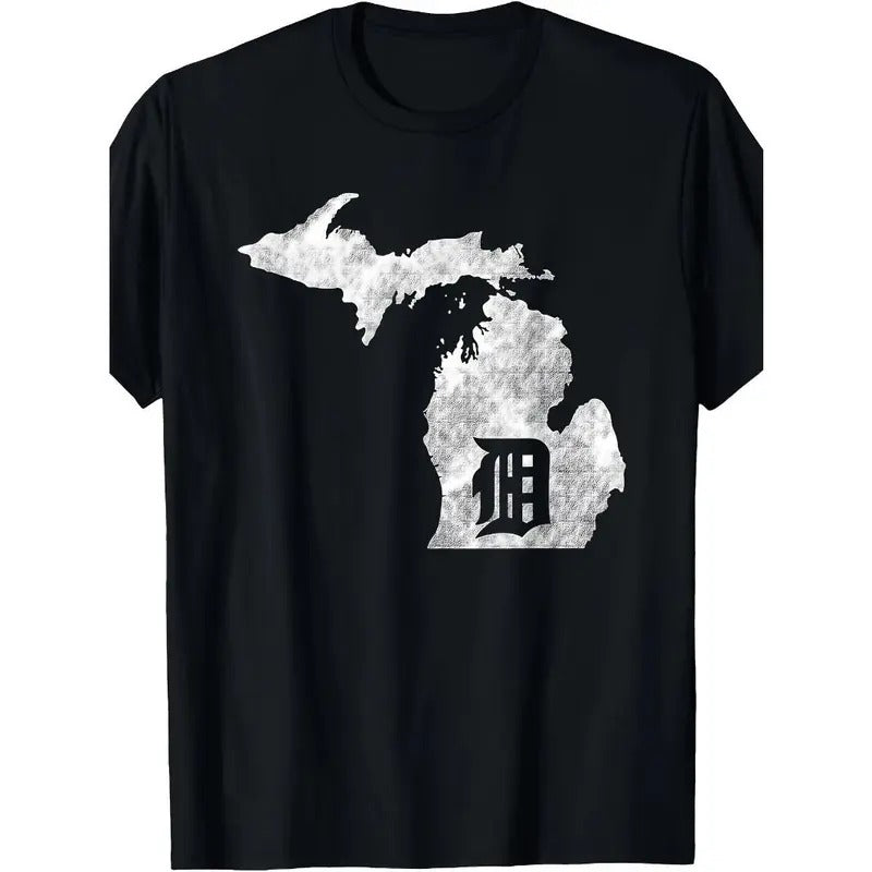 Detroit Michigan - Motor City, Midwest "D" Mitten T-Shirt Made in USA Hoodie, Sweatshirt | GrindPrints.com