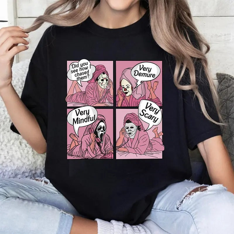 Did You See How I Chased Them T-shirt, Very Demure Very Mindful Very Scary Shirt, Spooky Halloween Shirt, Scary Skeleton...