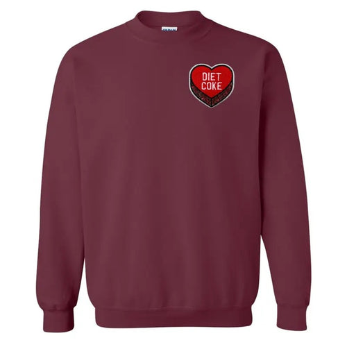 'Diet Coke Candy Heart' Letter Patch Crewneck Sweatshirt T-Shirts, Hoodie | GrindPrints.com