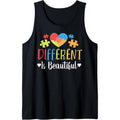 Different Is Beautiful - Autism Support Autistic Heart Gift Tank Top MADE IN USA T-Shirts, Hoodie, Sweatshirt