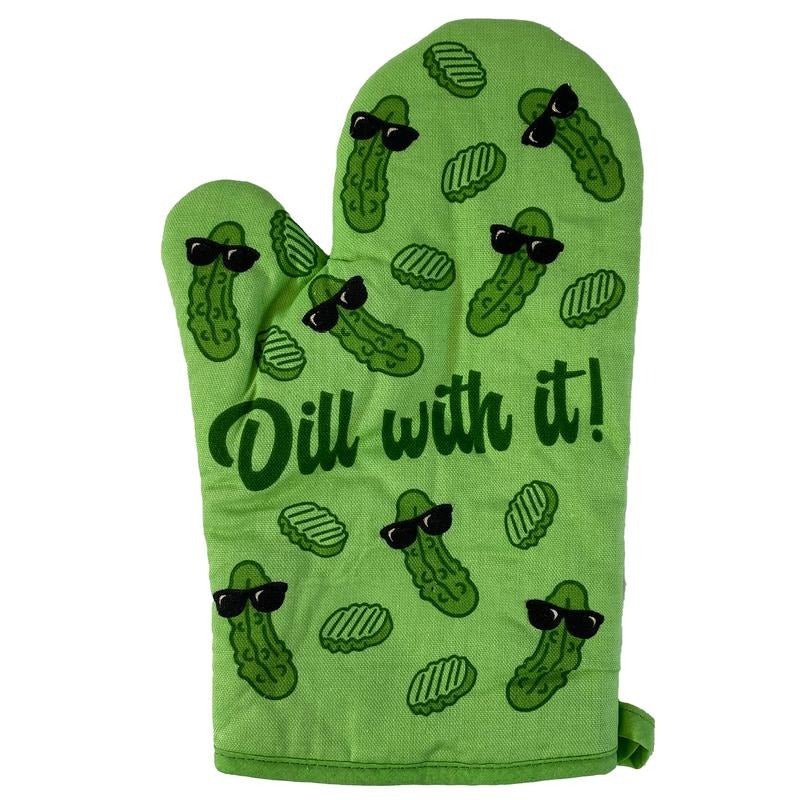 Dill With It Oven Mitt Funny Cool Pickle Coking Kitchen Glove Funny Graphic Kitchenwear Funny Food  Novelty Cookware...